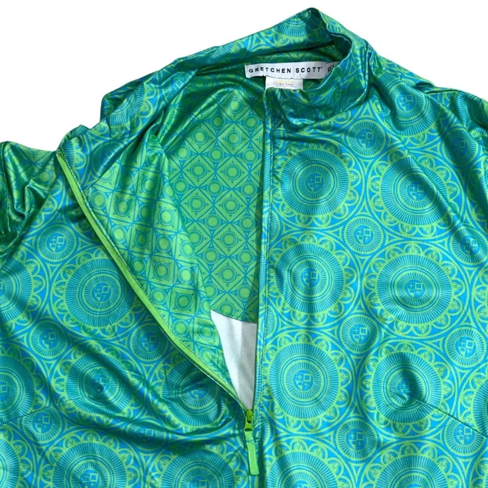 Gretchen Scott St Lawrence Half Zip Pullover Turq Kelly Medallion XL - Picture 9 of 16